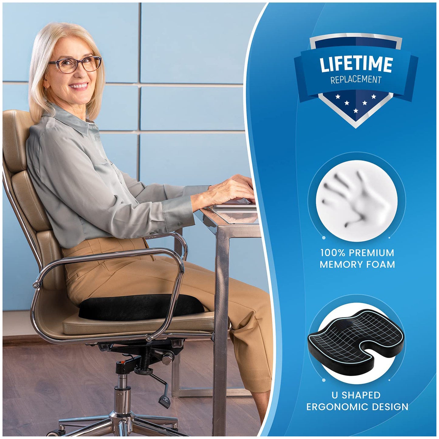 Memory Foam Seat Cushion for Office and Car
