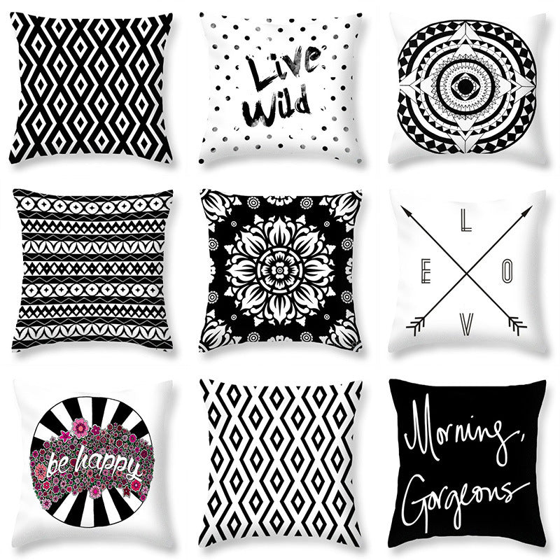 Nordic Style Black and White Velvet Pillow Covers